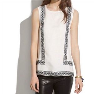 NWOT Madewell 1937 Embroidered Linen Front Top XS